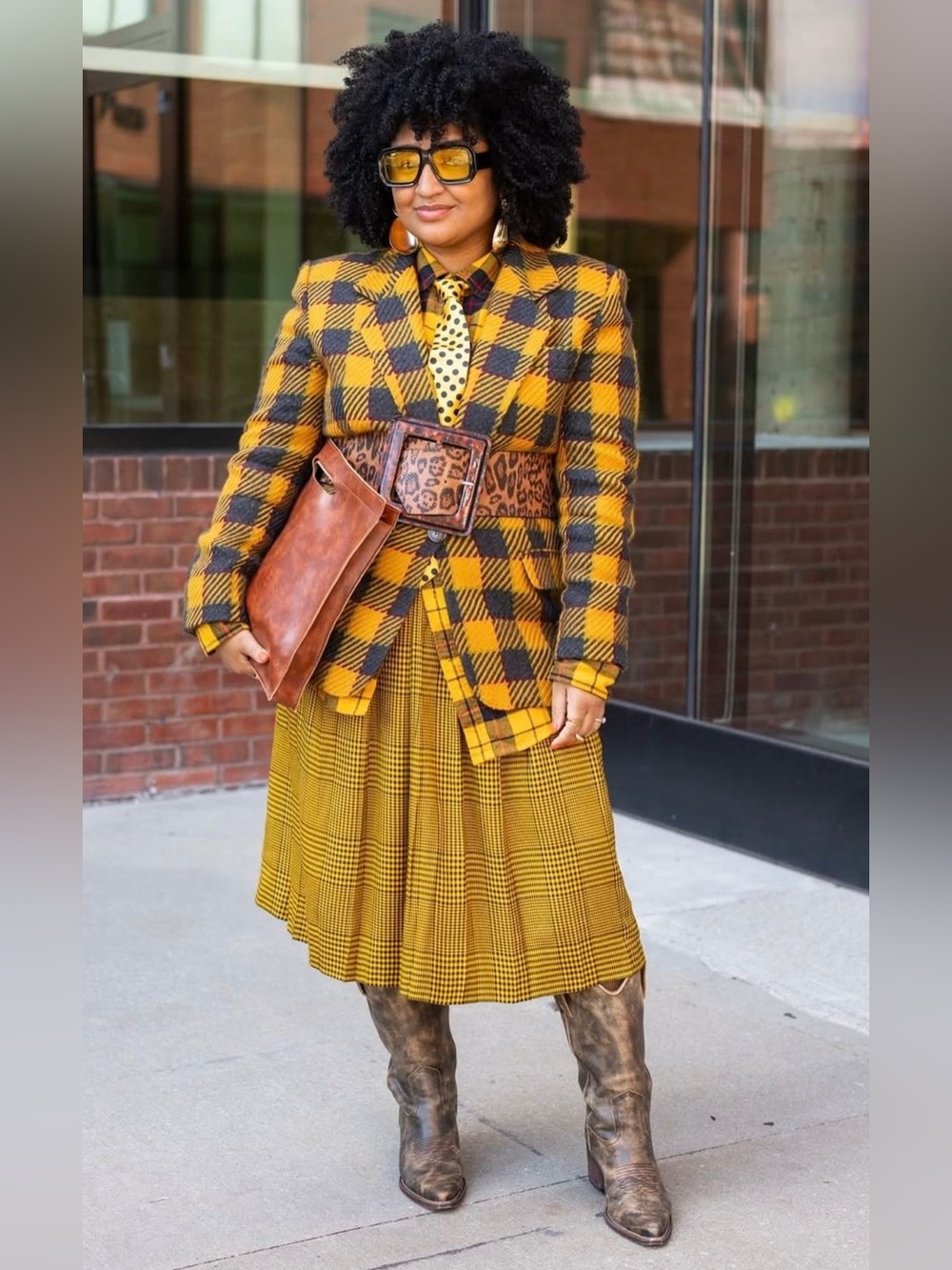 Vintage Beechers Brook Yellow and Black Plaid Wool Blend Blazer